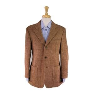 Timothy Everest x Harris Tweed Brown Windowpane Patch Pocket Coat Blazer 40S